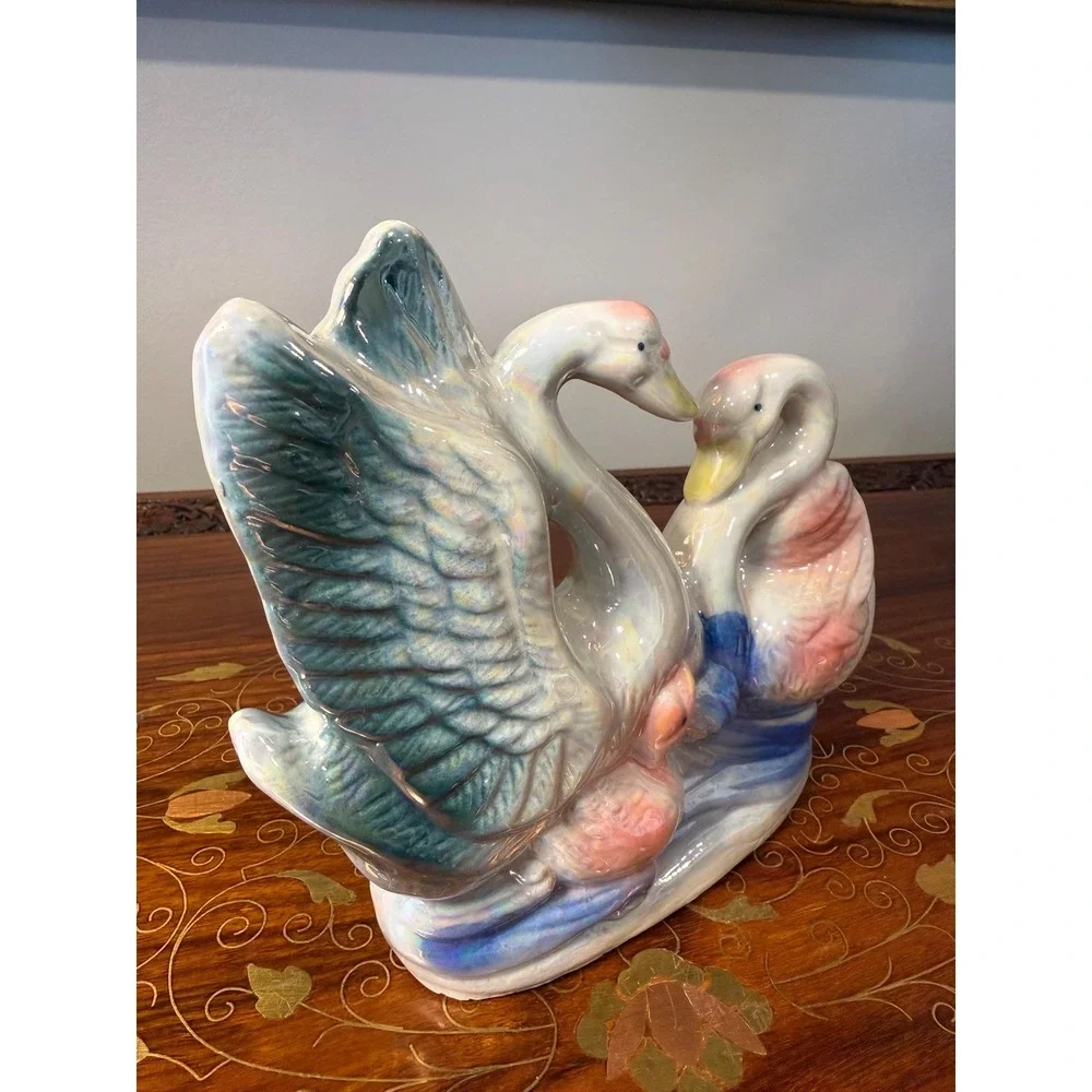 Vintage‎ Lusterware Swan Family Figurine